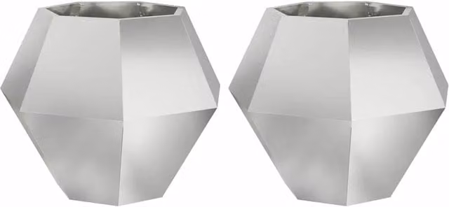 Juego de 2 maceteros rectangulares para exteriores HELLOSHOP26 de acero galvanizado color plata, An/P/Al: 75 x 75 x 60 cm
