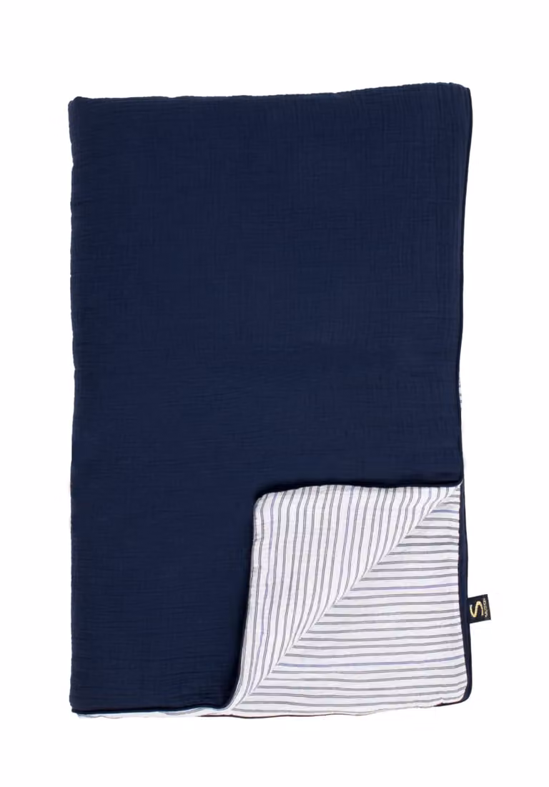 Funda para cama de bebé Sauthon reversible de algodón con diseño náutico en color azul, An/P: 140 x 90 cm