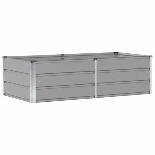 Jardinera moderna ergonómica Helloshop26 de diseño industrial en acero gris claro, An/P/Al: 160 x 80 x 45 cm