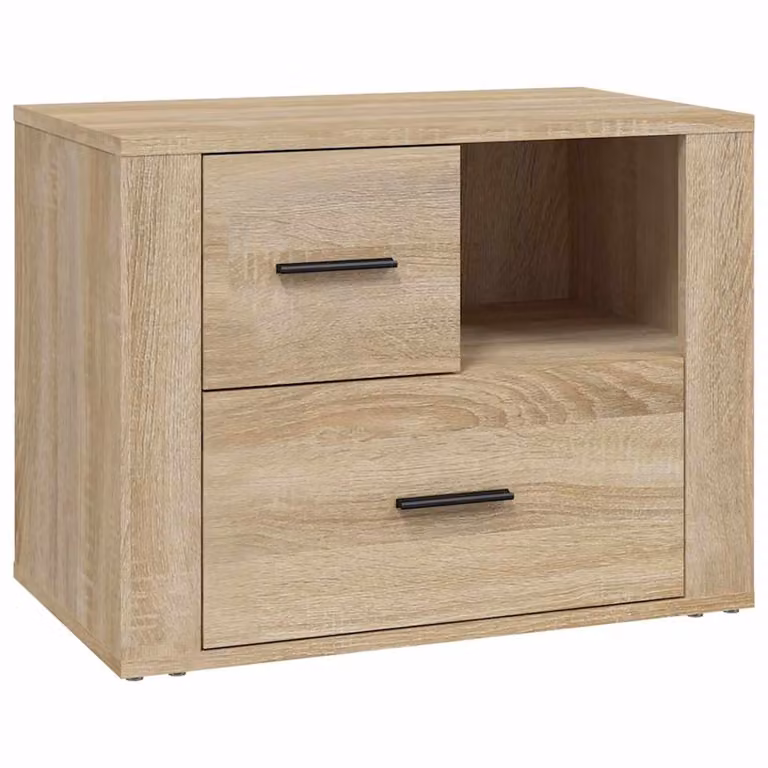 Mesita de noche vidaXL de madera contrachapada en color roble sonoma, An/P/Al: 60 x 36 x 45 cm