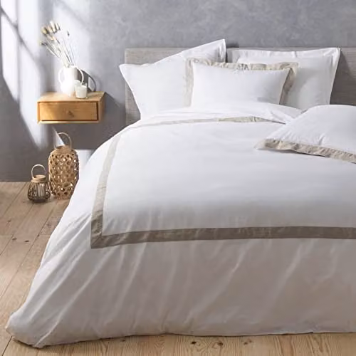 Juego de cama de 3 piezas Douceur d'Intérieur de algodón y lino color blanco An/P/Al: 260 x 240 cm