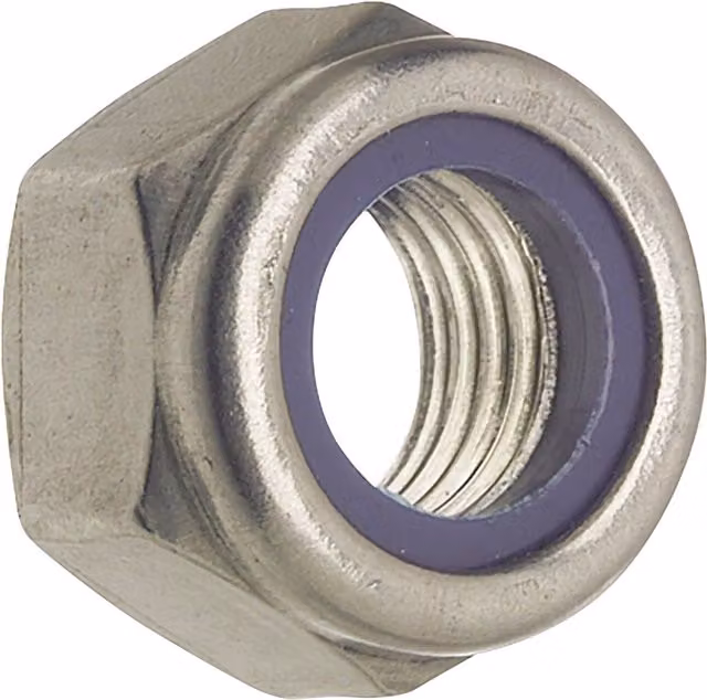 Tuerca hexagonal autoblocante Vasalat de acero inoxidable DIN 985 métrica M-12 color plata