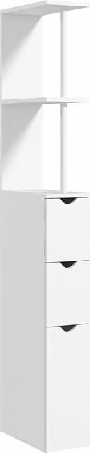 Armario columna de baño HOMCOM con cajones y estantes abiertos, color blanco, An/P/Al: 15 x 33 x 136,5 cm