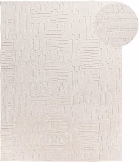Alfombra moderna Tokko de estilo escandinavo y diseño geométrico en color beige, An: 160 cm, Al: 220 cm