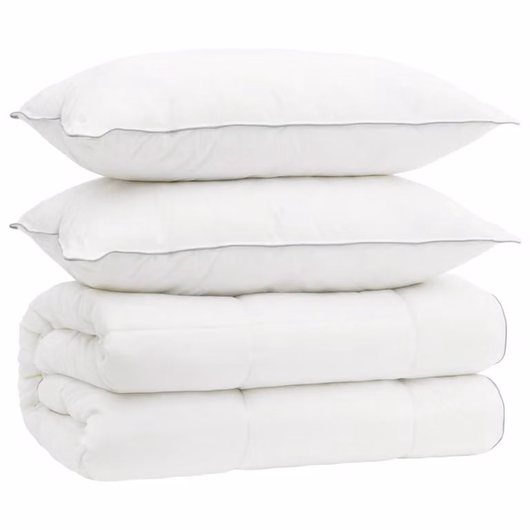 Juego de edredón y almohada vidaXL de 3 piezas en color blanco, ideal para todas las estaciones, con relleno de lana y microfibra, An: 135 cm, Al: 220 cm