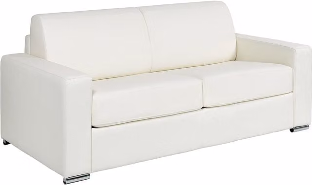 Sofá cama de 3 plazas Vente-Unique en piel blanca con fundas extraíbles y función de cama de 140 x 190 cm