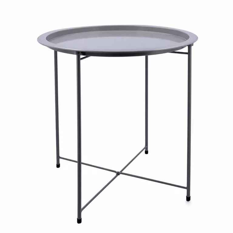Mesa auxiliar redonda MOA de Vinthera en metal gris mate An/P/Al: 46,8 x 46,8 x 50,2 cm