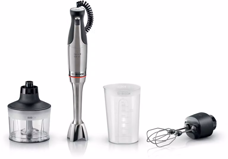Batidora de mano Bosch Serie 8 ErgoMaster 1500 W en color plata y acero inoxidable MSM8M934