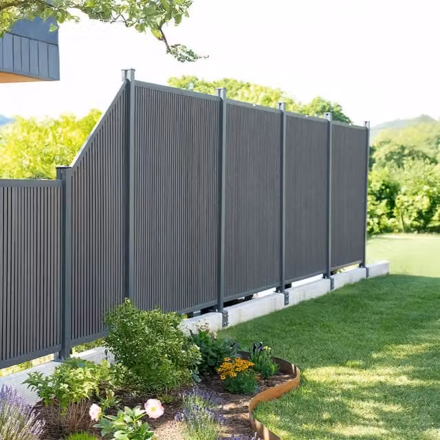 Valla de WPC Callado Premium Home Deluxe opaca con 1 panel y 2 postes, Altura: 185 cm