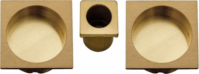 Kit de tirador para puertas correderas empotradas JANDEL en latón dorado mate con acabado cepillado An/P/Al: 56 x 56 x 30 mm