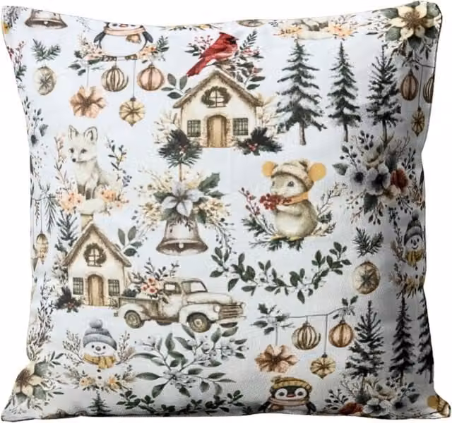 Funda de almohada decorativa navideña Doratex de algodón multicolor, An/An/Al: 40 x 40 x 40 cm