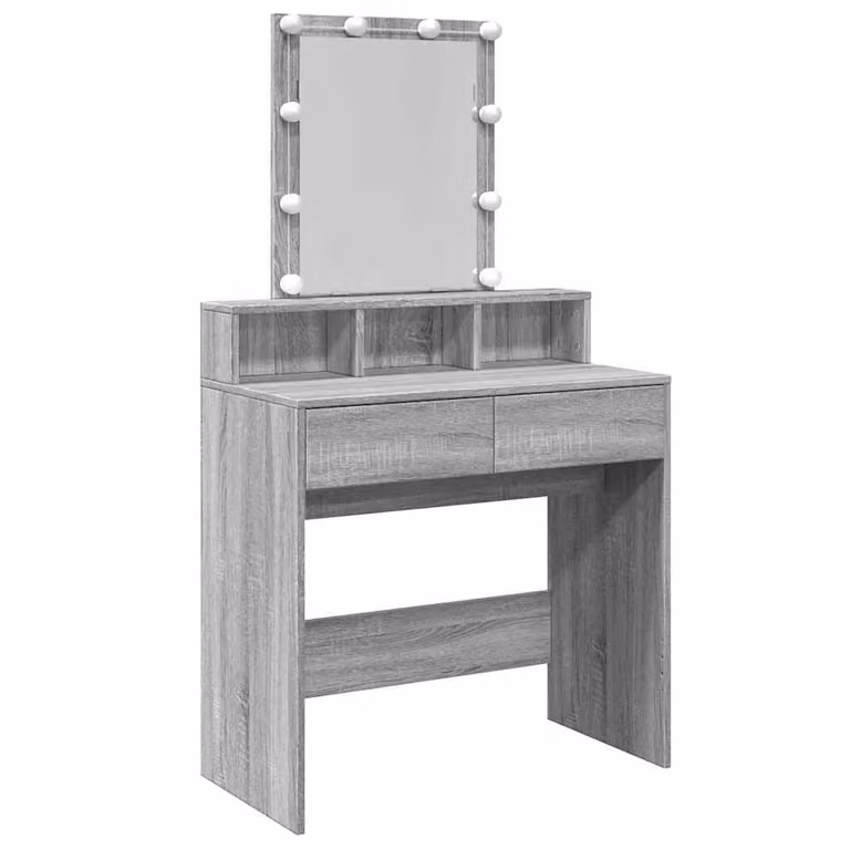 Tocador con luces LED vidaXL en color gris sonoma, An/P/Al: 80 x 41 x 144,5 cm