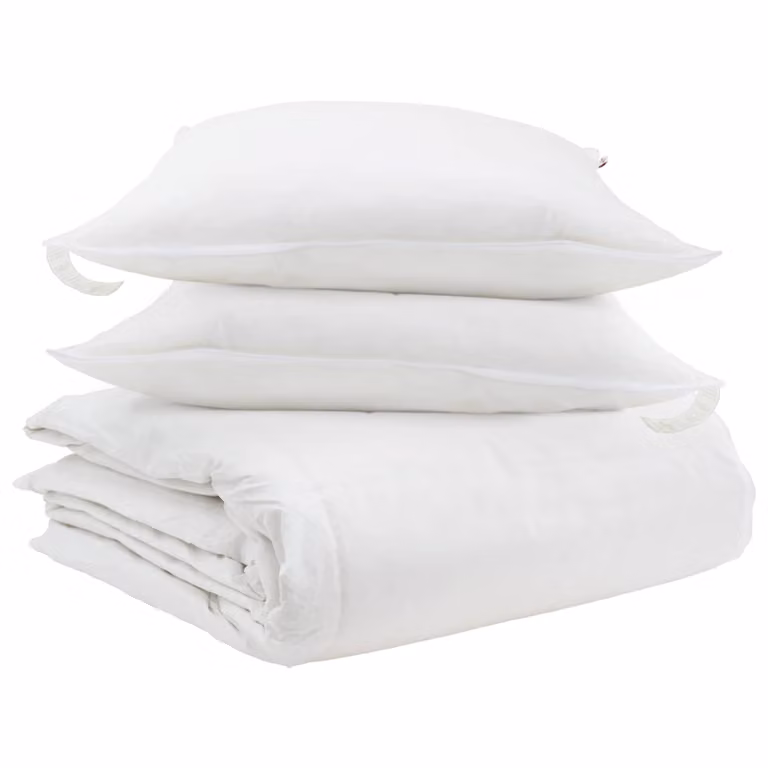 Juego de edredón y almohada de 3 piezas vidaXL de plumas de pato y algodón, color blanco, para verano, 200 x 220 cm