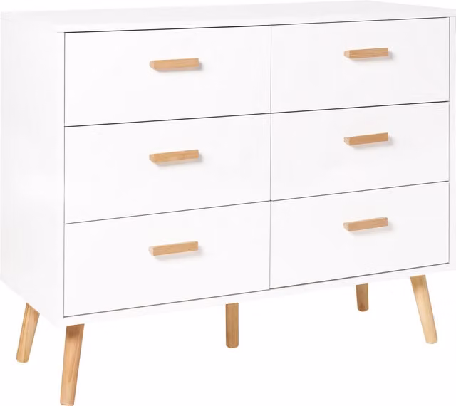 Cómoda de 6 cajones Beliani en color blanco de estilo escandinavo