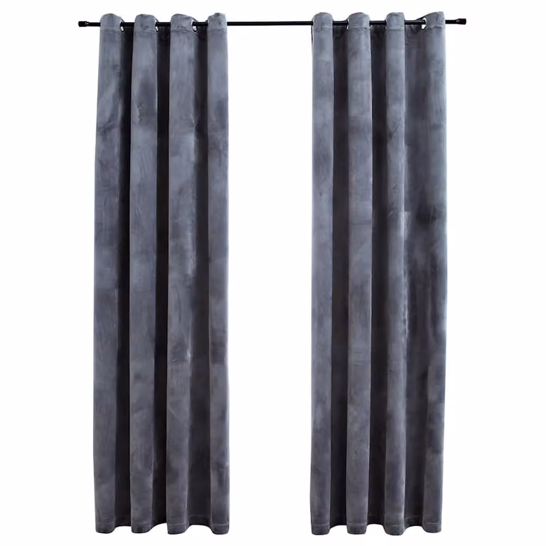 Set de 2 cortinas opacas de terciopelo vidaXL en color antracita con anillas, An/Al: 140 x 175 cm