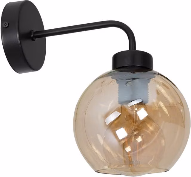 Aplique de pared Sofia Milagro MLP6572 en metal negro y vidrio ámbar con casquillo E27 de 1x60W
