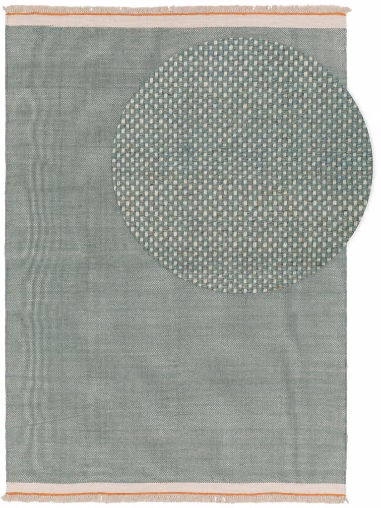 Alfombra Benuta de lana y algodón en color verde, rectangular y anudada a mano, An/P: 200 x 300 cm