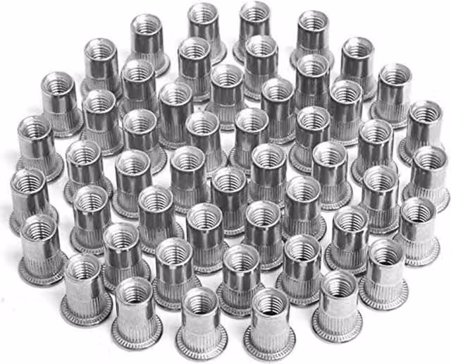 Set de 100 tuercas remachables de inserción roscada LIIYELA de aluminio color plata para reparación y decoración de muebles