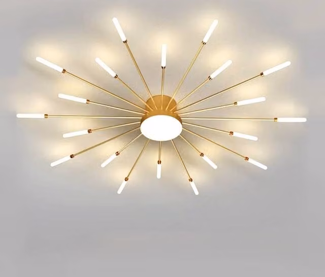Lámpara LED suspendida Ledbox Fireworks de KOOB en color oro con mando a distancia, Diámetro: 105 cm