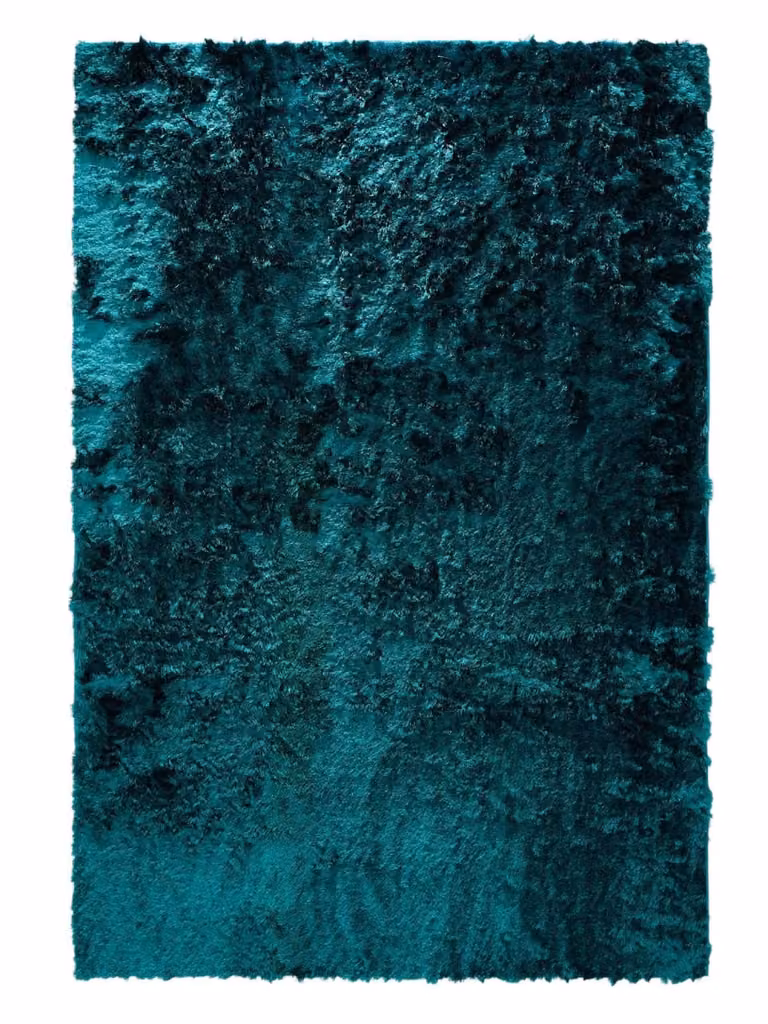 Alfombra de pelo largo Benuta en color turquesa y azul, diseño moderno y rectangular, An/P: 200 x 290 cm