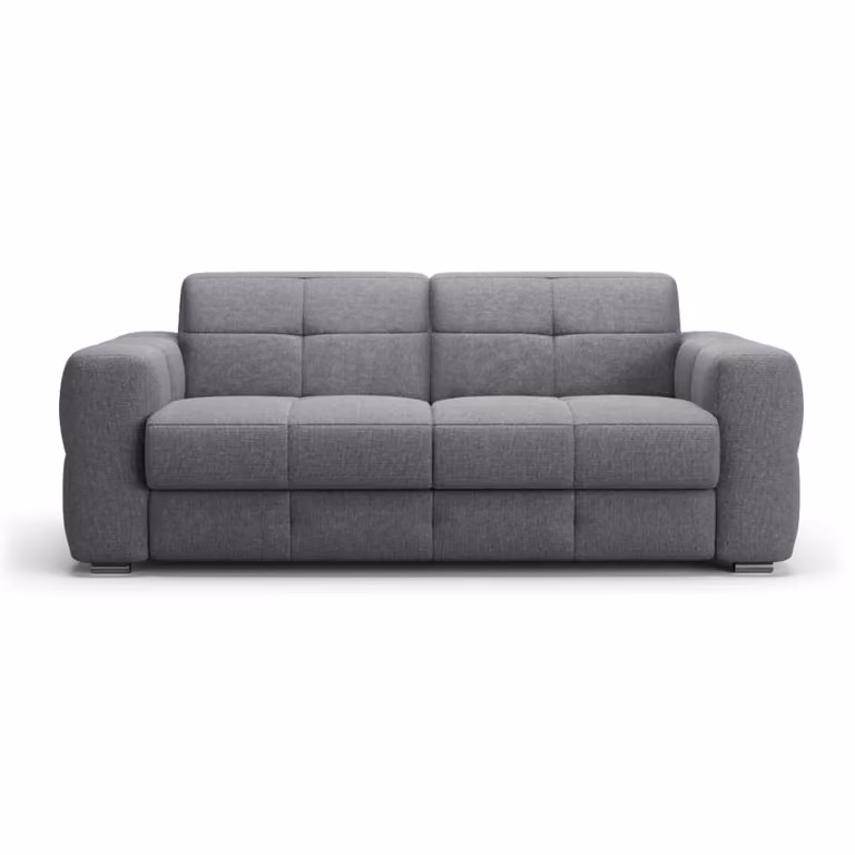 Sofá de 3 plazas Calicosy con función de cama y apertura exprés en tela gris de 207 cm