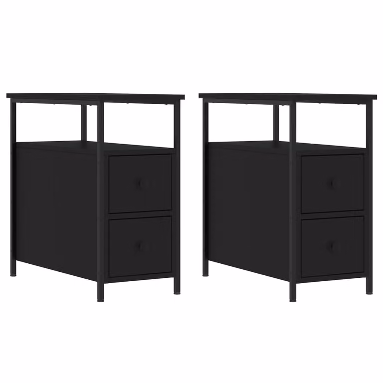 Set de 2 mesitas de noche vidaXL modernas en color negro, An/P/Al: 30 x 60 x 60 cm