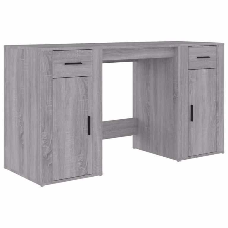 Escritorio con armario vidaXL en madera MDF color gris sonoma para oficina en casa