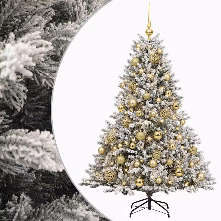Árbol de Navidad artificial con 150 LED luz blanca cálida de la marca vidaXL, color verde y blanco, altura: 120 cm
