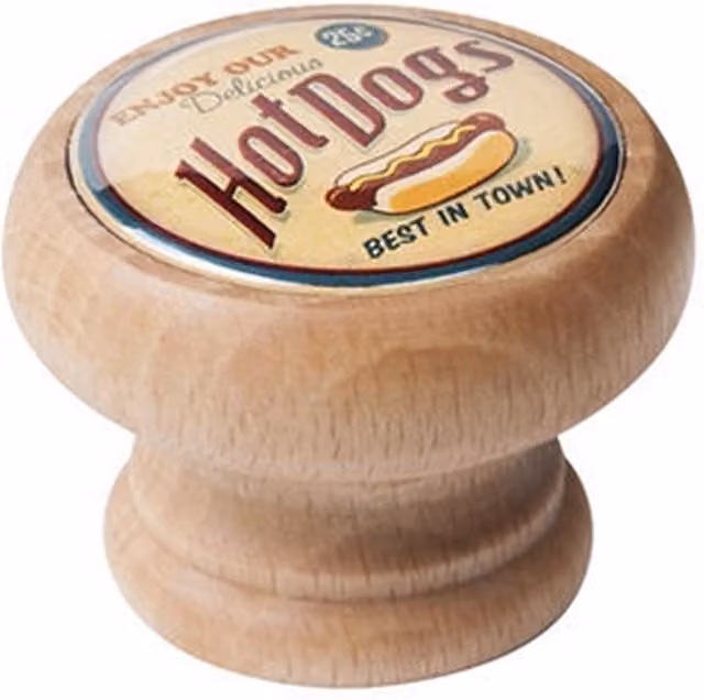Pomo de mueble Nesu Hot Dog de madera en color marrón mate con diámetro de 2,5 cm