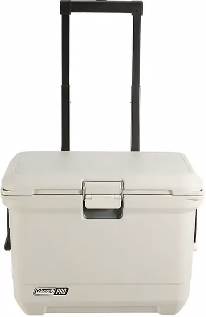 Nevera de camping Coleman Pro 55QT en color blanco o beige