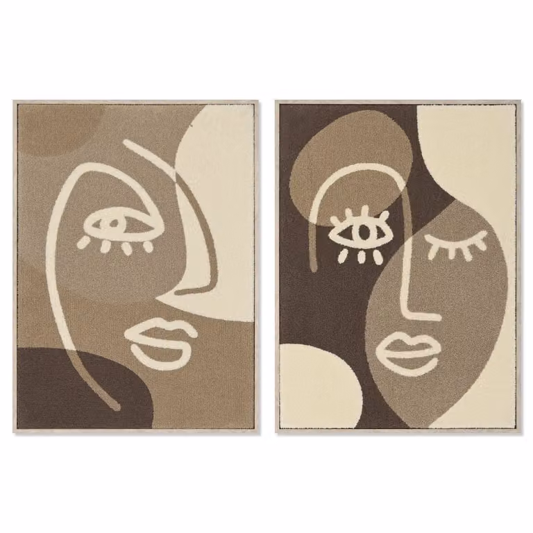 Conjunto de 2 cuadros abstractos de lana NIYLO en color marrón, An/Al: 53 x 73 cm, P: 4 cm