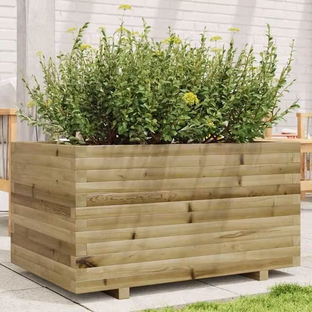 Jardinera de madera de pino impregnada Maison Exclusive color marrón An/P/Al: 90 x 60 x 49,5 cm