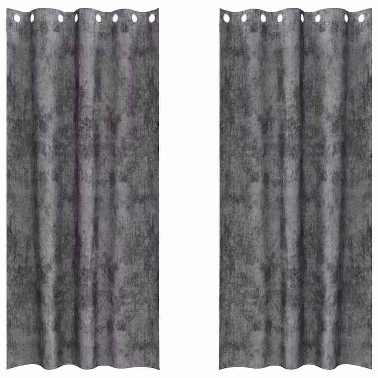 Set de 2 cortinas de terciopelo vidaXL en color gris con efecto blackout y aislamiento térmico, An/Al: 140 x 260 cm