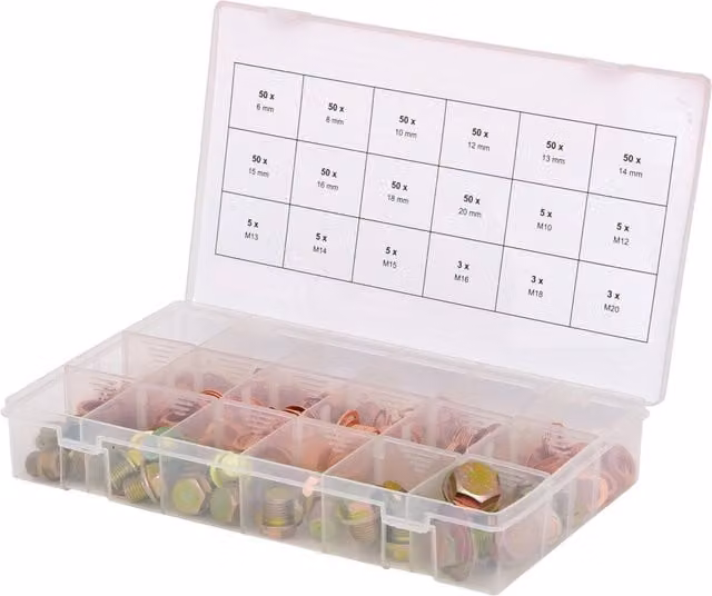 Surtido de 534 tornillos y anillos de estanquidad para cárter KSTOOLS en colores plata y multicolor