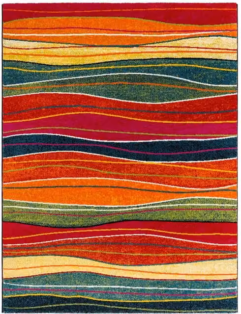 Alfombra Horizon multicolor de diseño moderno y rayas para salón An/P: 200 x 290 cm