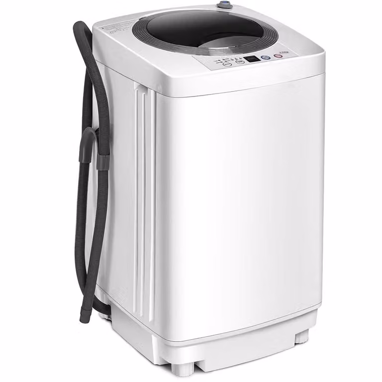 Lavadora portátil automática Costway de 3,5 kg con función de centrifugado y pantalla de control, color blanco, An/P/Al: 43 x 43 x 75 cm