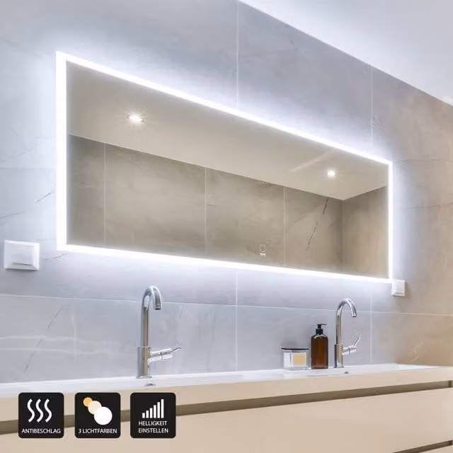 Espejo LED rectangular NOLA Home Deluxe color blanco An: 160 cm, Al: 70 cm