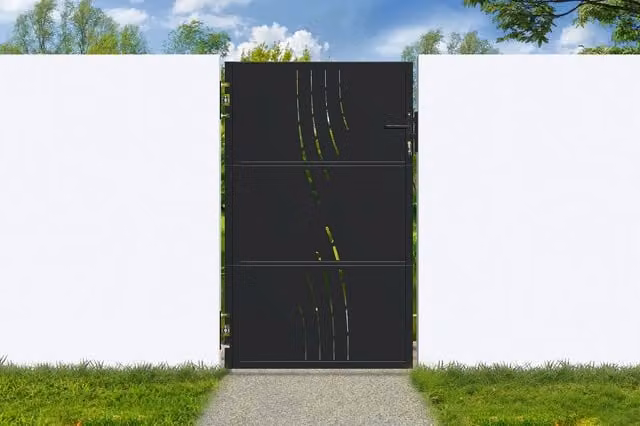 Puerta peatonal de acero galvanizado CASANOOV en negro mate, An/P/Al: 100 x 3 cm x 160 cm
