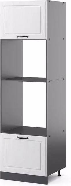 Armario para microondas Vicco R-Line estilo casa de campo en blanco, antracita o negro, An/P/Al: 60 x 48,7 x 206,8 cm