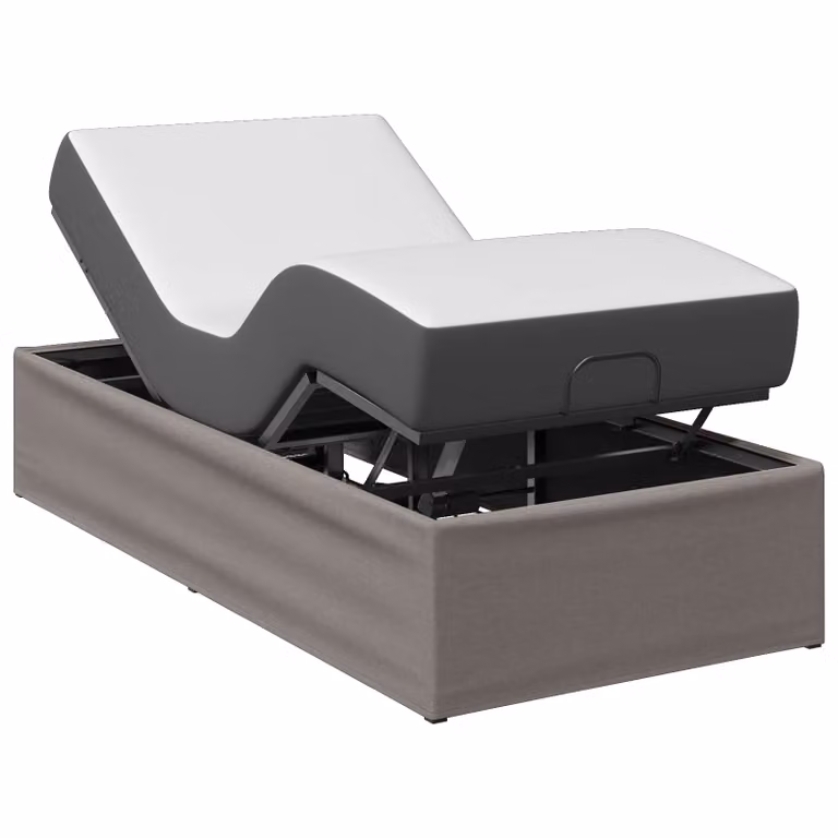 Estructura de cama eléctrica ajustable vidaXL en color gris con marco tapizado de 100 x 200 cm