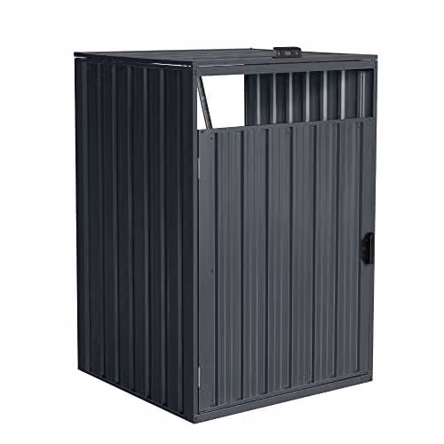 Cubo de basura para jardín Home Deluxe en color antracita con capacidad para 1 cubo de 240 litros y cerradura con llave