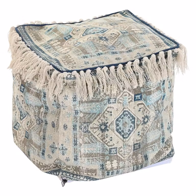 Puf de algodón multicolor estilo boho NIYLO An/P/Al: 40 x 40 x 40 cm