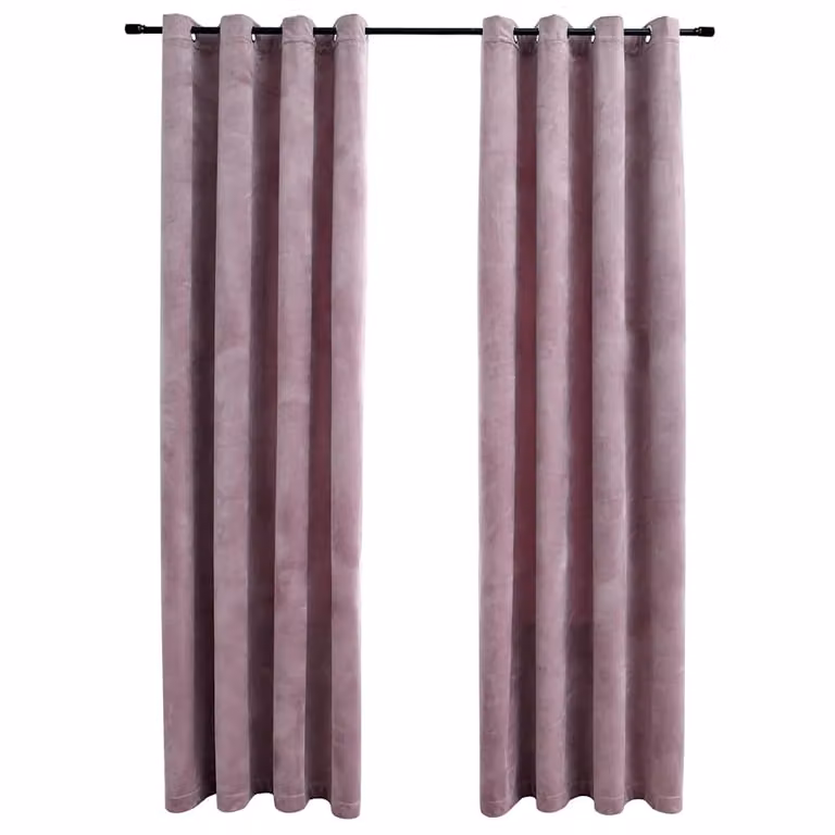 Set de 2 cortinas opacas de terciopelo vidaXL en color rosa viejo con anillas, An/Al: 140 x 225 cm