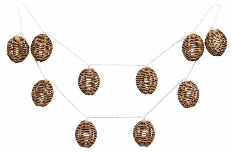 Guirnalda luminosa LED Kendra Home de ratán y metal en color marrón y beige con luz blanca cálida, longitud: 180 cm