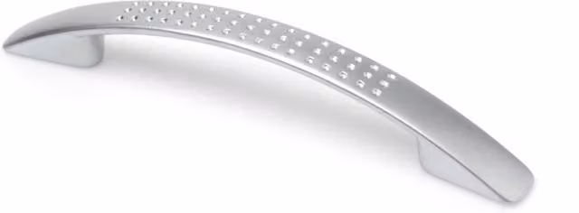 Tirador uñero REI de aluminio color gris y plata con acabado cromado, distancia entre tornillos: 128 mm