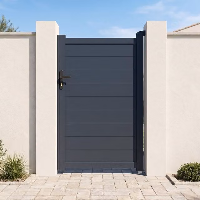 Puerta peatonal de aluminio CASANOOV Eiger gris antracita An/Al: 100 x 161 cm