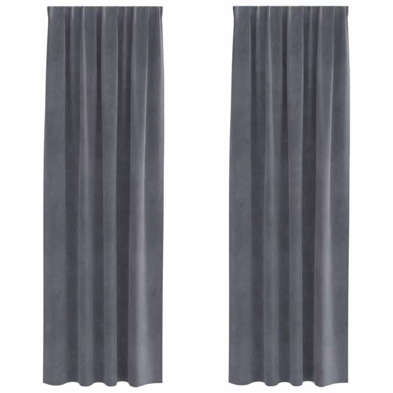 Set de 2 cortinas blackout de terciopelo vidaXL en gris, An/Al: 140 x 260 cm