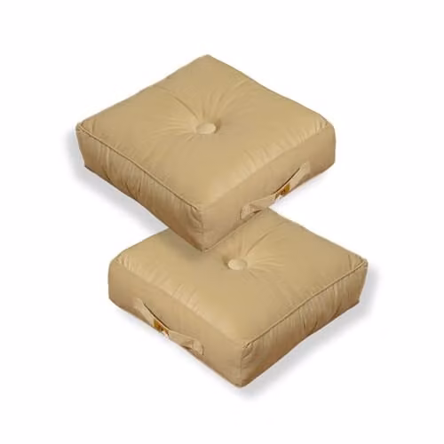 Juego de 2 pufs de terciopelo Deco Arts en color beige, diseño moderno de cuerpo suave, An/P/Al: 40 x 40 x 14 cm