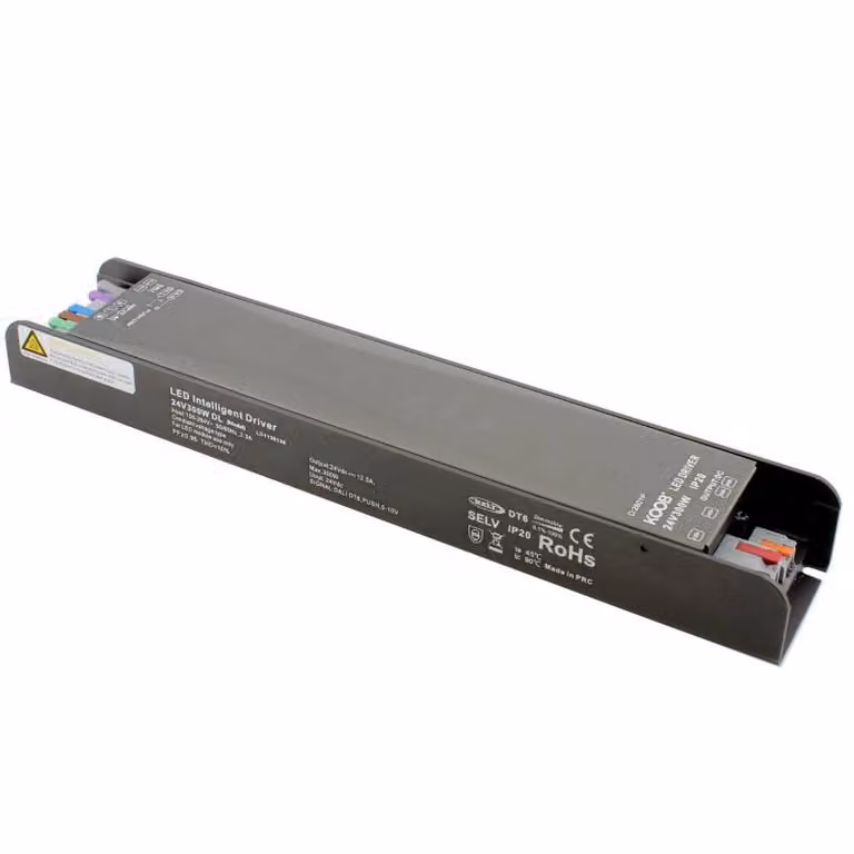 Driver LEDBOX Fuente de alimentación slim de 300W 24V 12.5A con tecnología 6 en 1 DALI Push PWM 0/1-10V en color negro