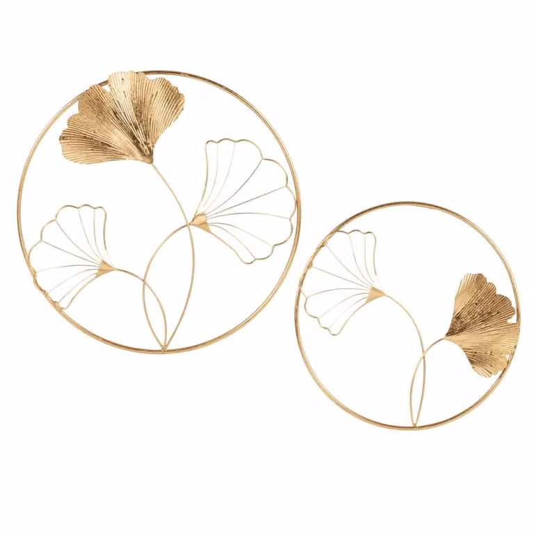 Decoración de pared de flores y círculos de hierro dorado Maisons du Monde (pack de 2)